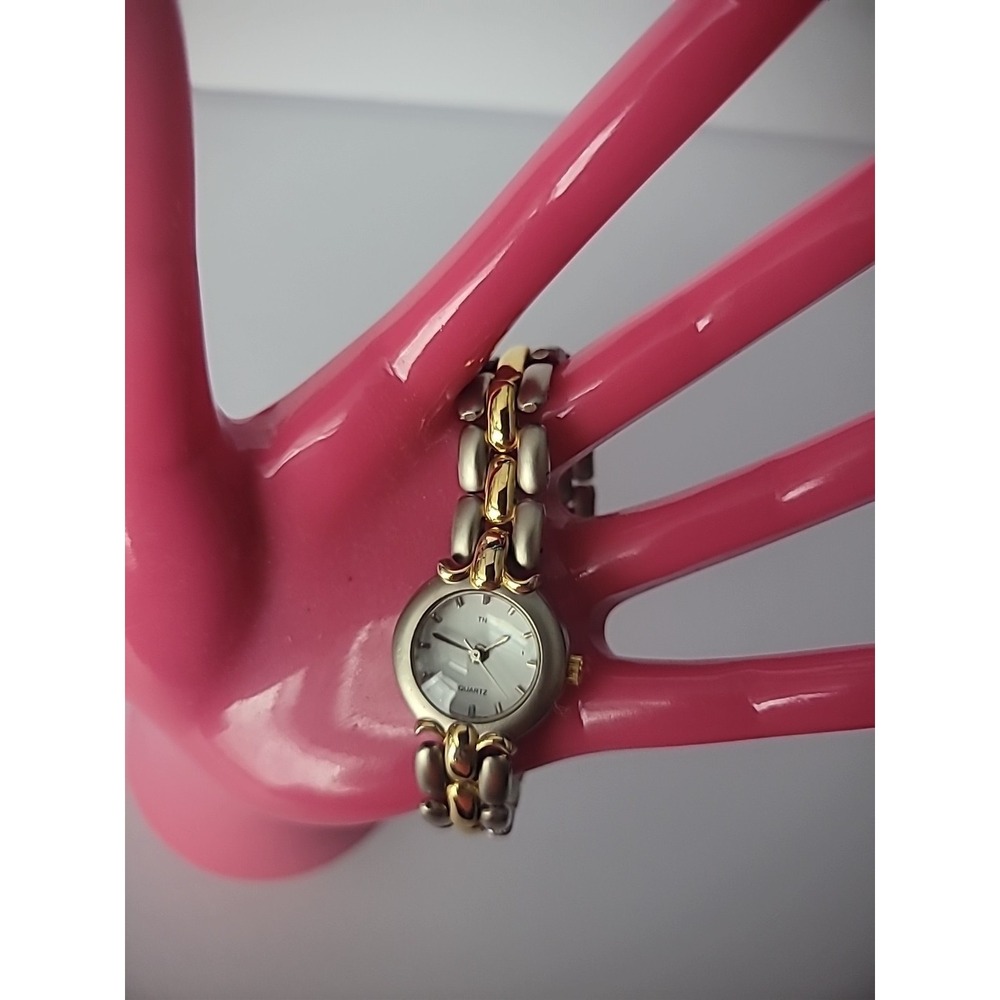 Vintage TN Wristwatch Watch Womens Gold Tone Silver Tone Skeleton Analog Jewelry